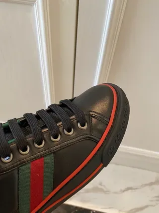 Gucci Tennis 1977 Preto Verde Vermelho Rayas Web Tênis Lifestyle 5