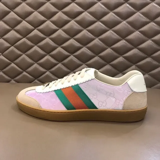 Gucci Tennis 1977 tênis lifestyle com listras web em rosa iridescente 2