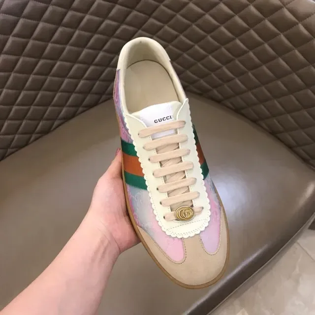 Gucci Tennis 1977 tênis lifestyle com listras web em rosa iridescente 3