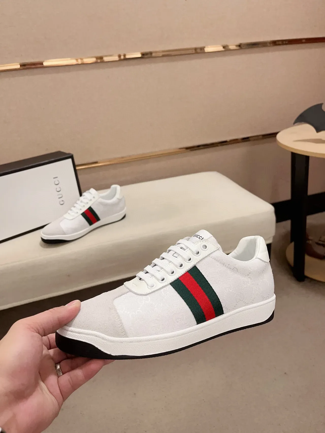 Gucci Tennis 1977 Blancas GG Jacquard Web Stripe Zapatillas Lifestyle 3