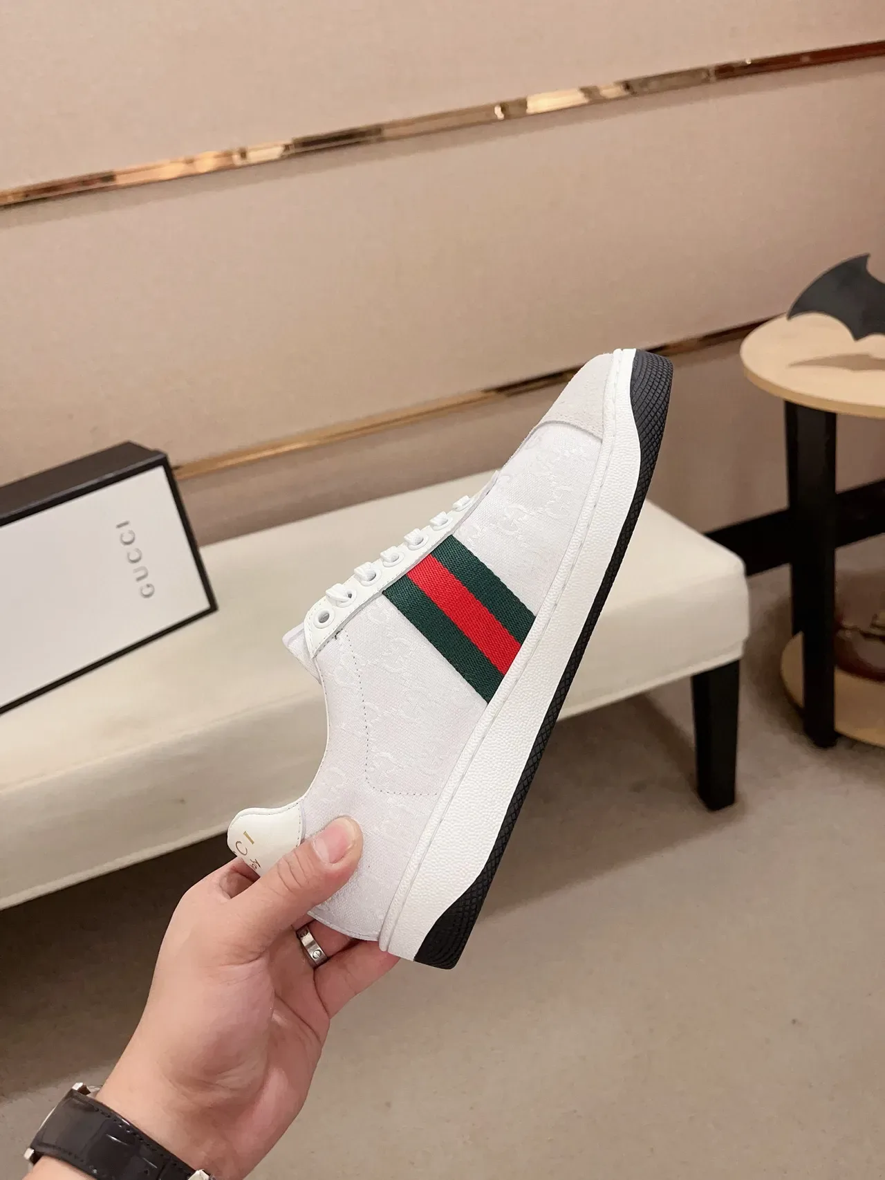 Gucci Tennis 1977 Blancas GG Jacquard Web Stripe Zapatillas Lifestyle 4