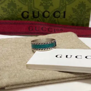 Gucci turquesa incrustação pata de galo borda anel