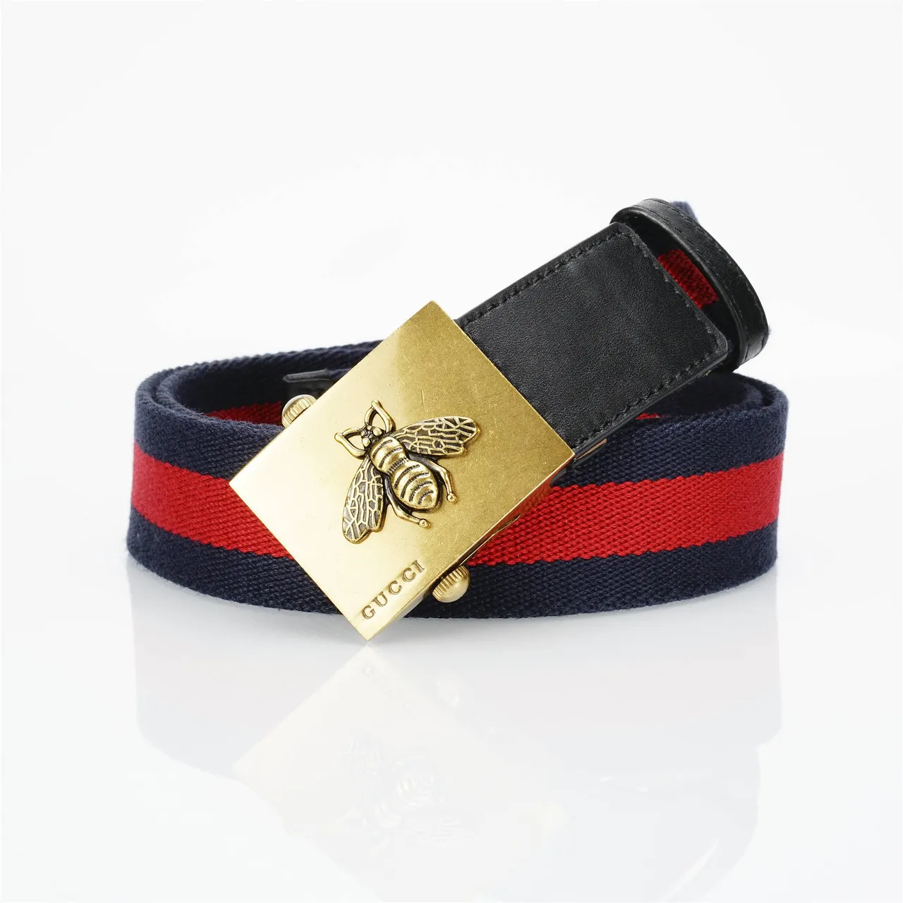 Gucci Cinto Web Navy Red Alça Trançada Listra Cinto Lona 4