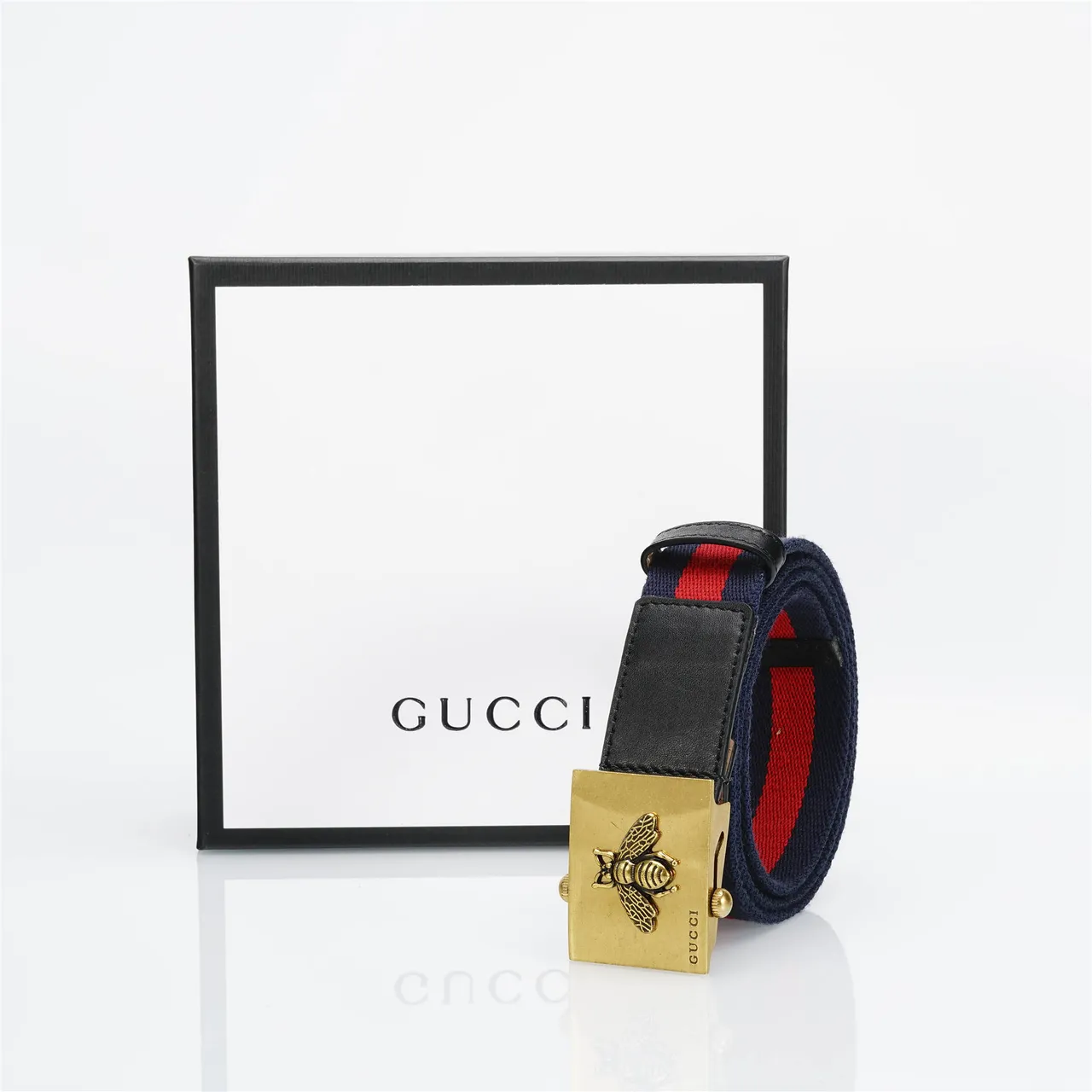 Gucci Cinto Web Navy Red Alça Trançada Listra Cinto Lona 6