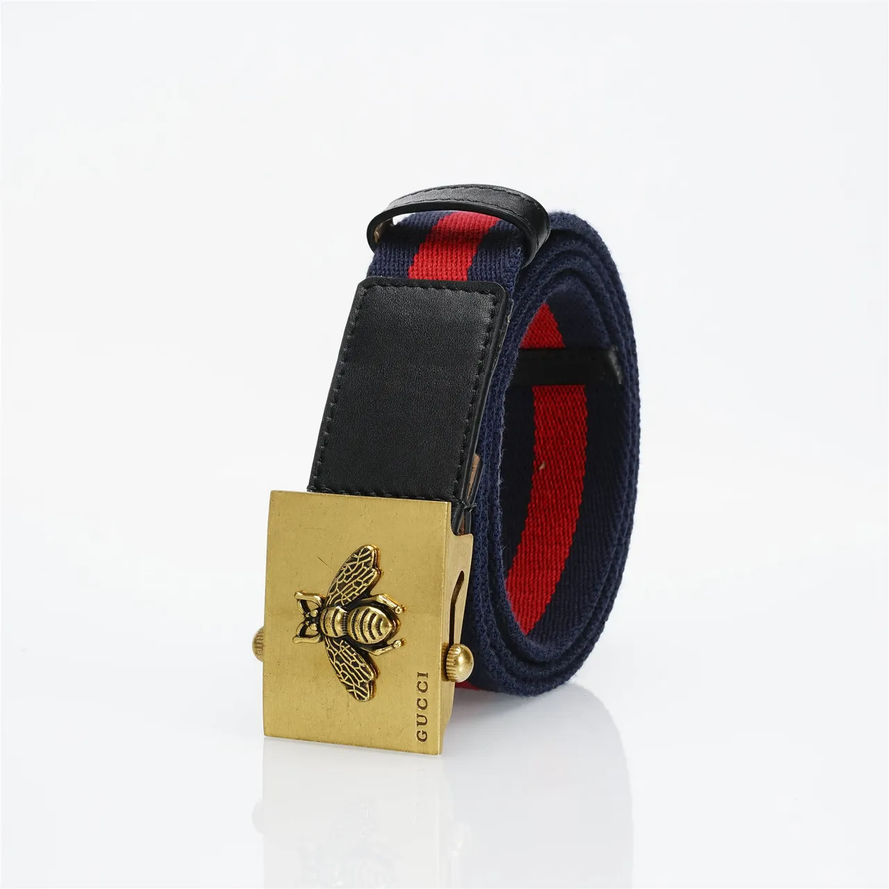 Gucci Cinto Web Navy Red Alça Trançada Listra Cinto Lona 7