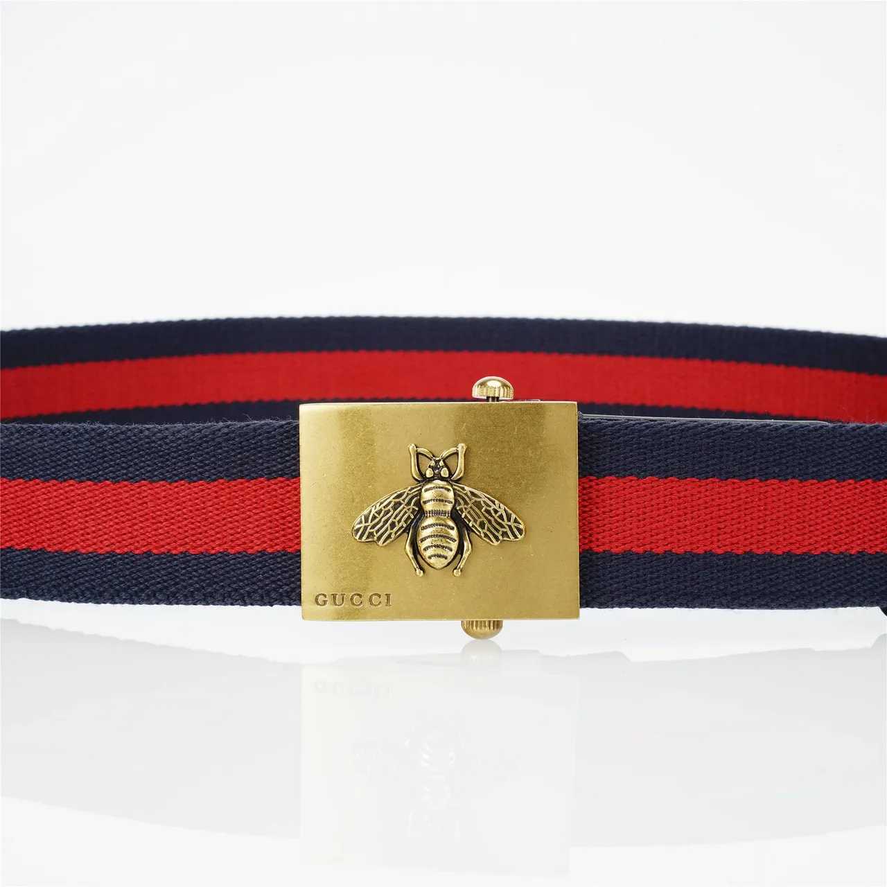 Gucci Cinto Web Navy Red Alça Trançada Listra Cinto Lona 9