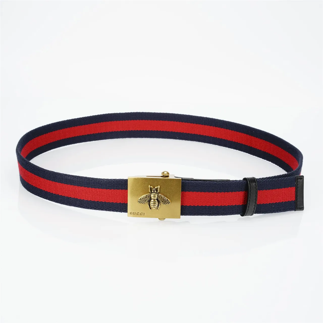 Gucci Cinto Web Navy Red Alça Trançada Listra Cinto Lona 10