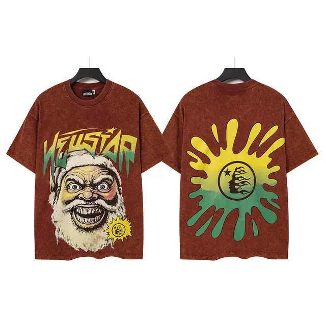 Hellstar एसिड वॉश ग्राफिक प्रिंट दो तरफा टी-शर्ट 4