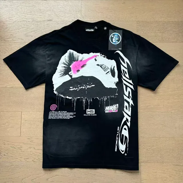 T-shirt Hellstar noir et blanc imprimé graphique effet goutte 2
