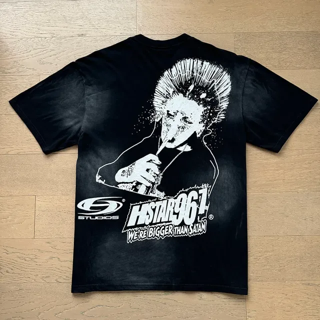 T-shirt Hellstar noir et blanc imprimé graphique effet goutte 4