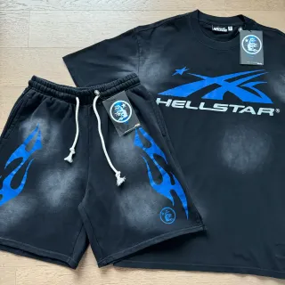 Hellstar Flame Graphic Black and Blue Tracksuit