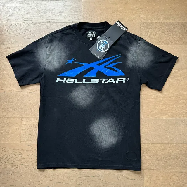 Hellstar Tracksuit Preto e Azul com Gráfico de Chamas 2