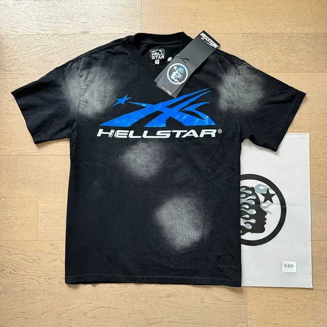 Hellstar Tracksuit Preto e Azul com Gráfico de Chamas 3