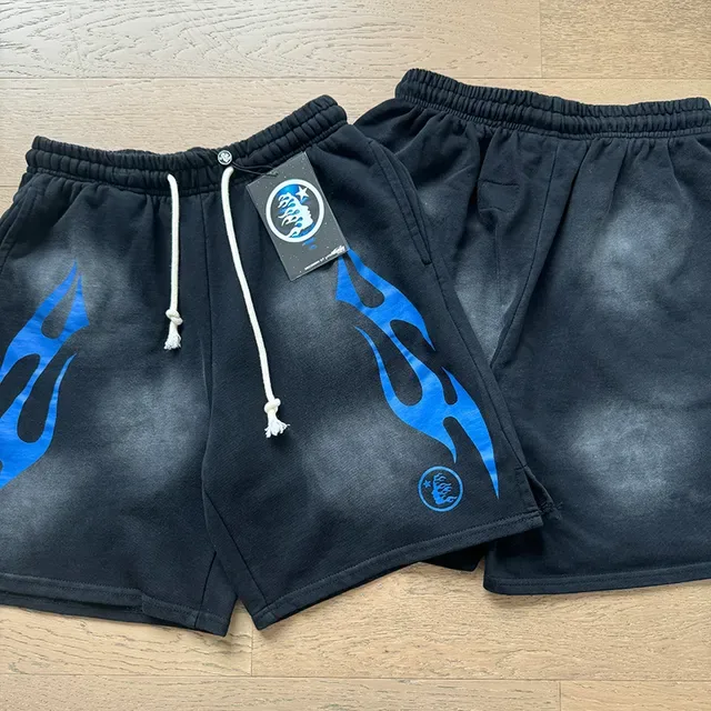 Hellstar Tracksuit Preto e Azul com Gráfico de Chamas 5