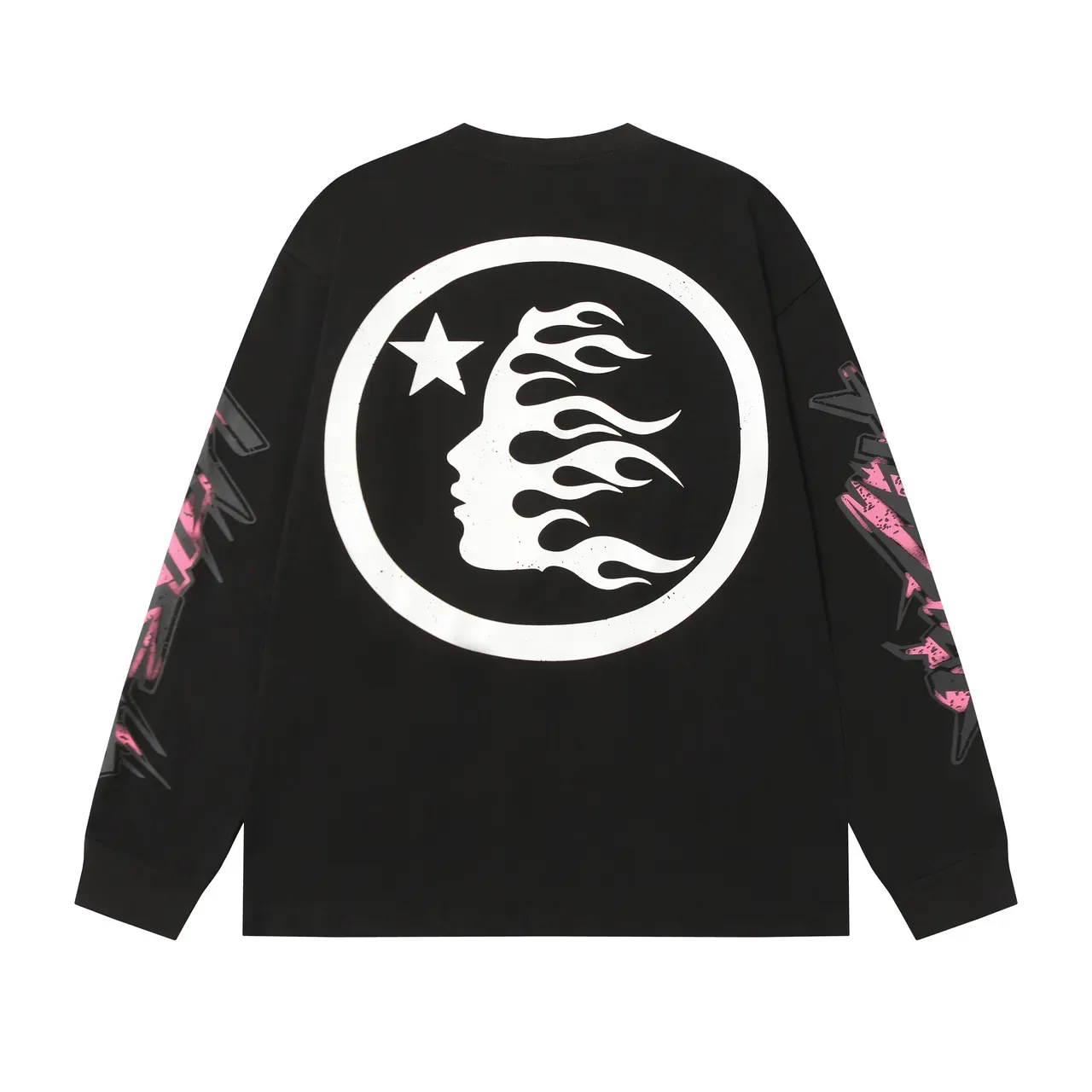 Camiseta Hellstar oversized de manga longa com estampa de chama 3