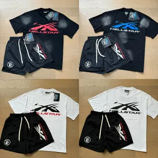 Hellstar Graphic-Print Crewneck T-Shirt and Drawstring Shorts Casual Set