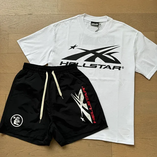 Hellstar Graphic-Print Crewneck T-Shirt and Drawstring Shorts Casual Set 2
