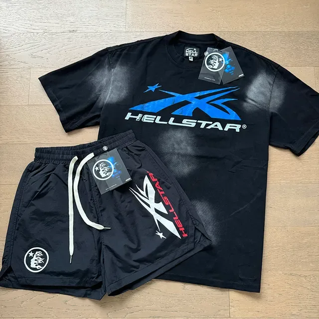 Hellstar Graphic-Print Crewneck T-Shirt and Drawstring Shorts Casual Set 4