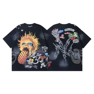 Hellstar Oversized Graphic Patchwork Flame Tongue T-Shirt