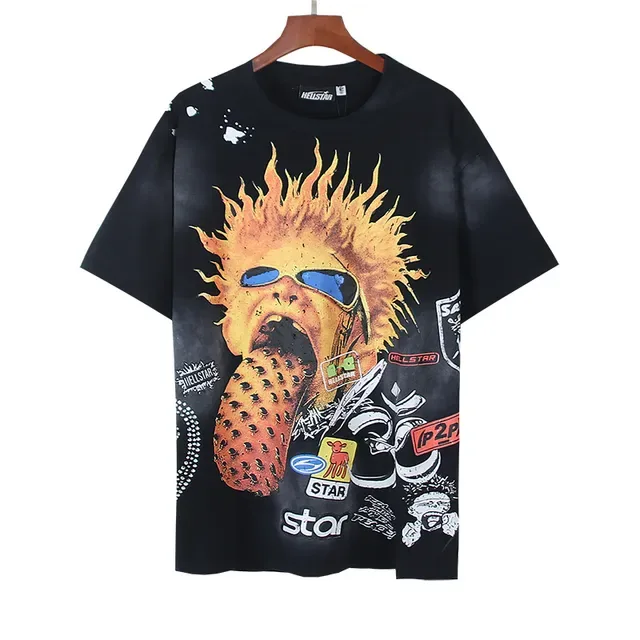 Hellstar Oversized Graphic Patchwork Flame Tongue T-Shirt 5