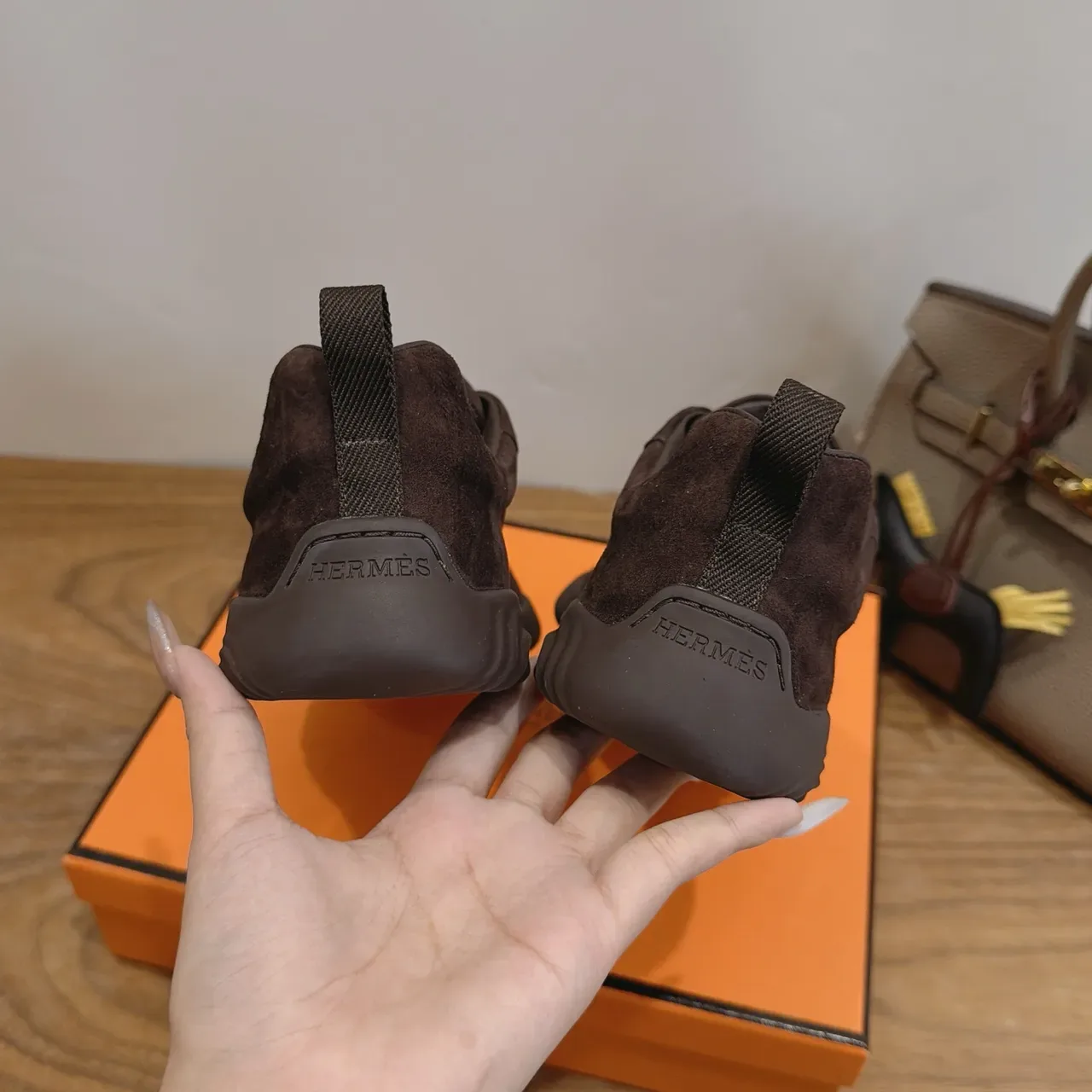 Hermès Brown Suede Perforated Lifestyle Sneakers 2