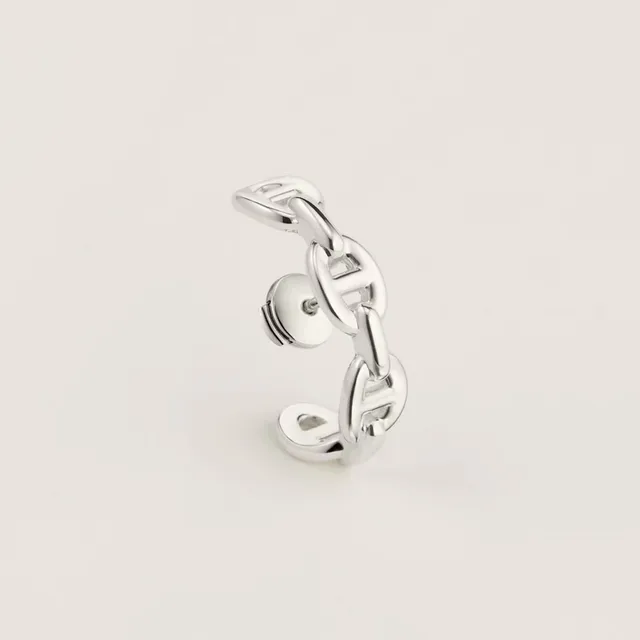 Hermès Chaine d'Ancre সোনা রুপো চেইন লিংক হুপ ইয়াররিংস 9