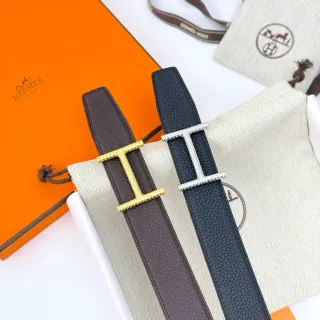 Hermès Constance Belt বাদামি সোনা কণিকাযুক্ত বিকৃত H-বাকল চামড়ার বেল্ট