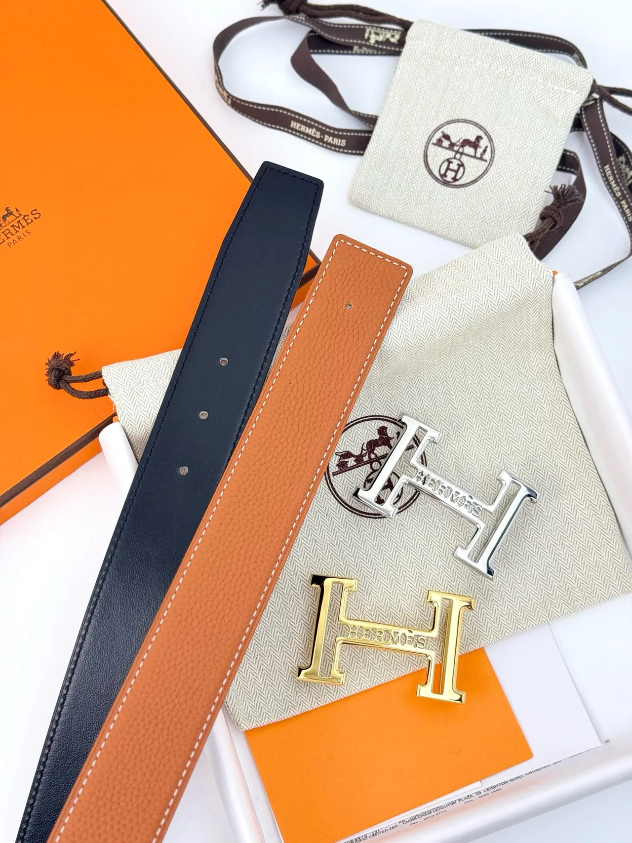 Hermès Constance Belt Marron Or Grainée Tordue H-Buckle Ceinture en Cuir 3