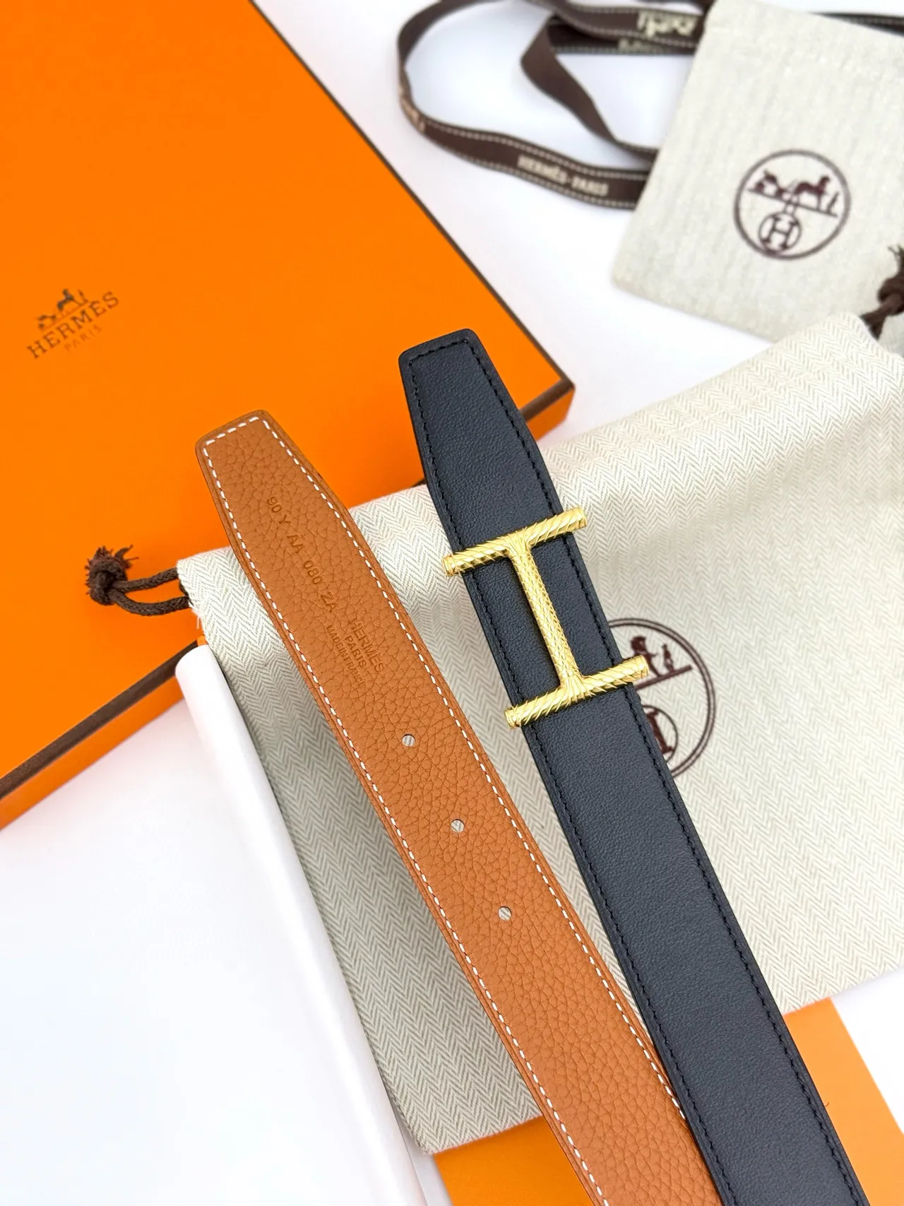Hermès Constance Belt Marron Or Grainée Tordue H-Buckle Ceinture en Cuir 12