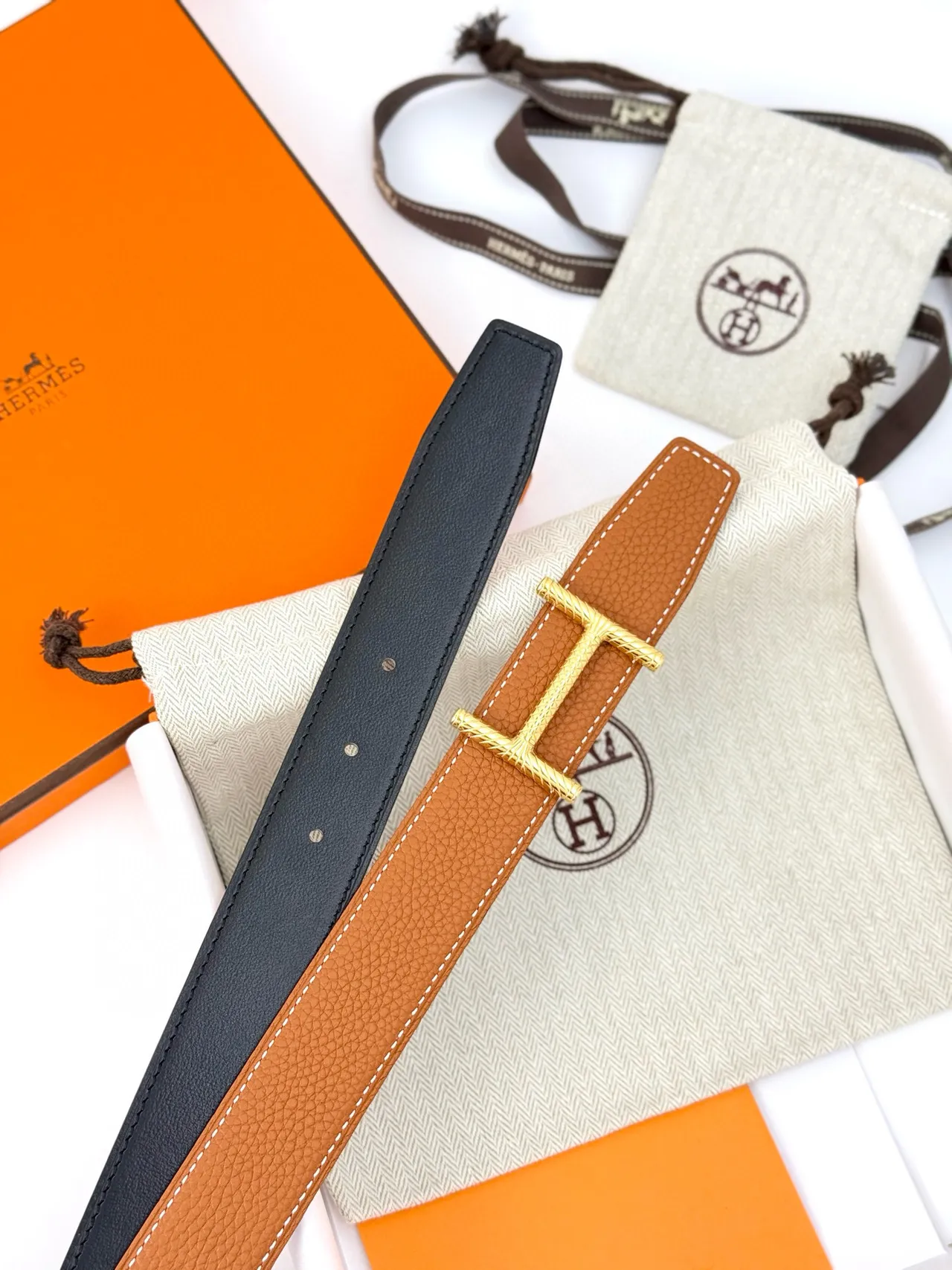 Hermès Constance Belt Marron Or Grainée Tordue H-Buckle Ceinture en Cuir 13