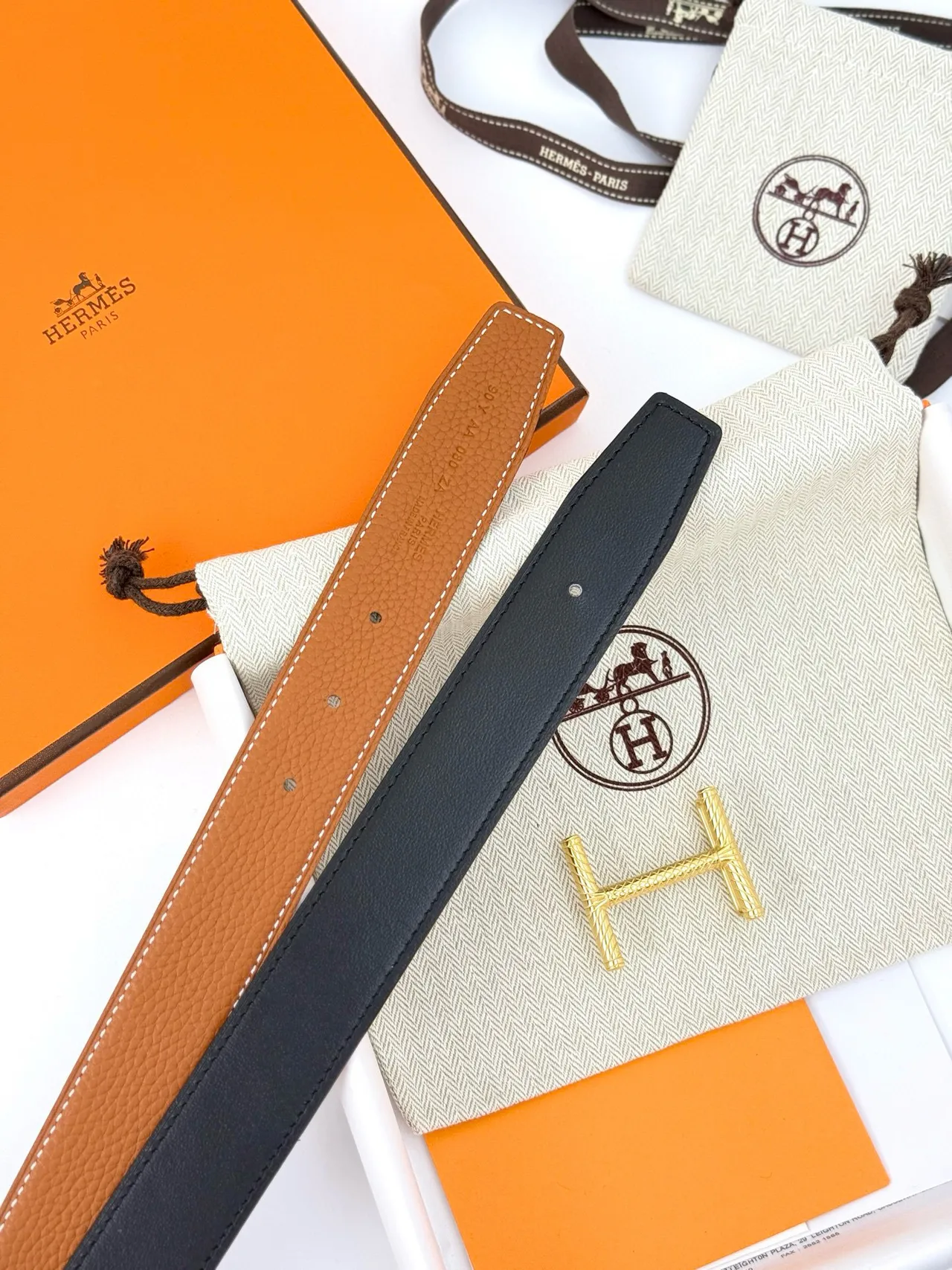 Hermès Constance Belt Marron Or Grainée Tordue H-Buckle Ceinture en Cuir 17