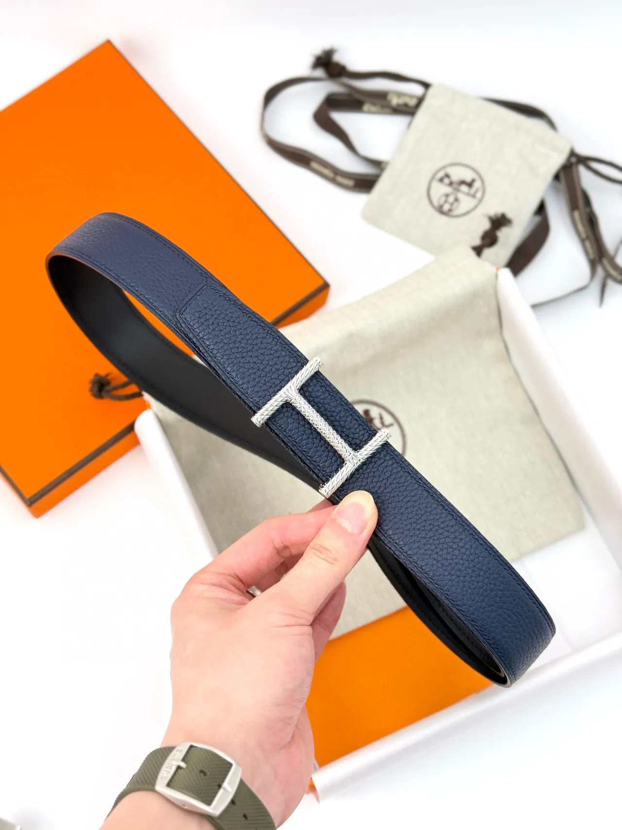 Hermès Constance Belt Marron Or Grainée Tordue H-Buckle Ceinture en Cuir 22