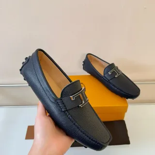 Hermès H Loafer أحذية موسين جلد أسود مقعر