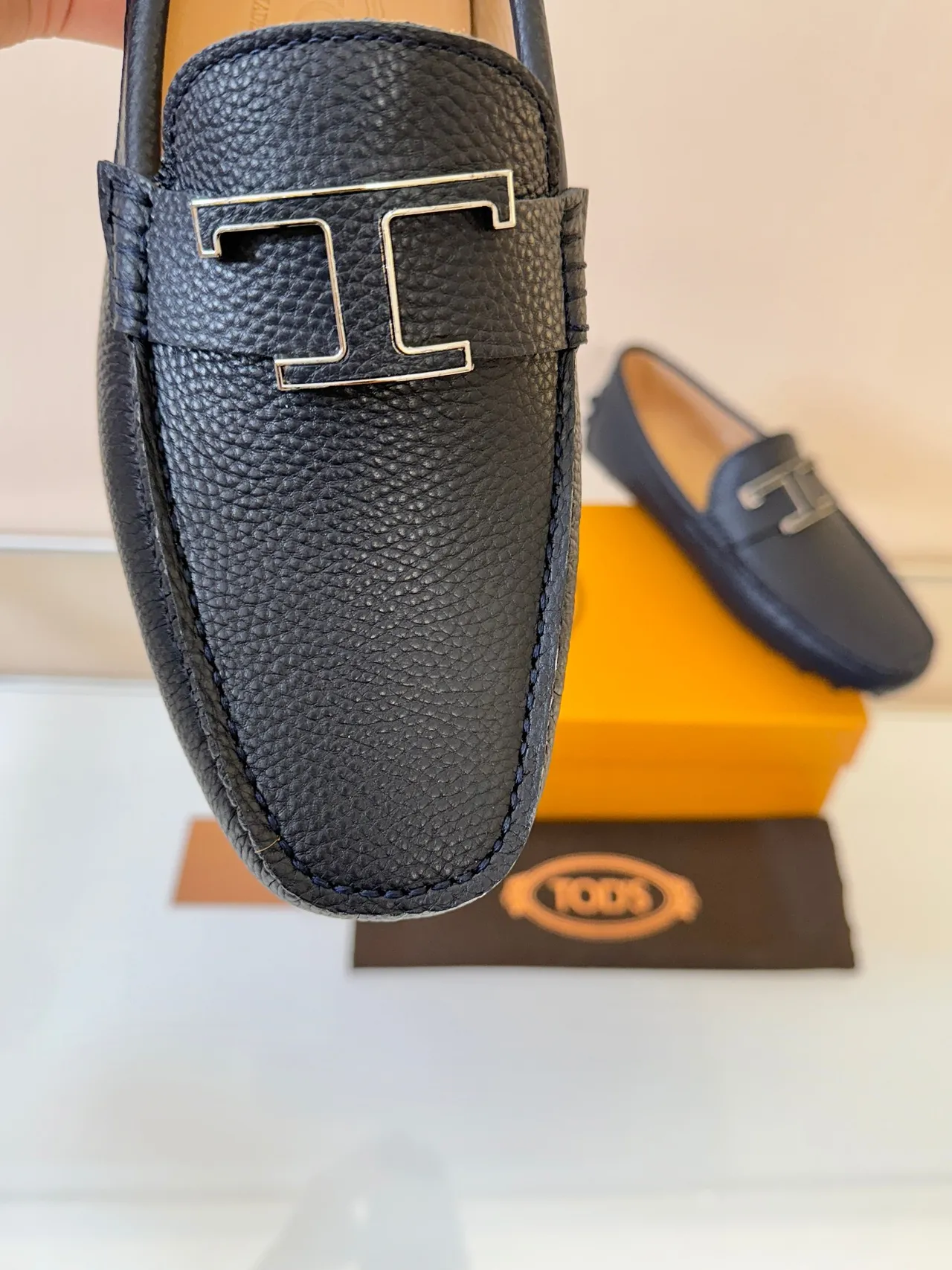 Hermès H Loafer أحذية موسين جلد أسود مقعر 3