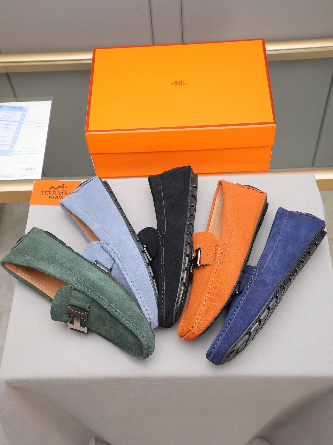 Hermès H Loafer হালকা নীল সুয়েড লোয়ার্ফার 2