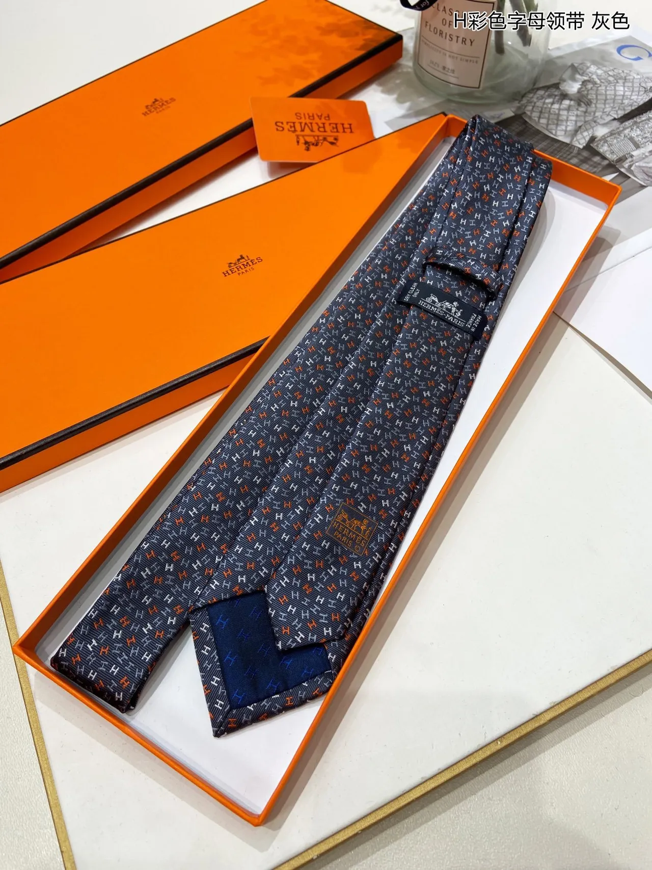 Hermès H Monogram Corbata Gris Multicolor 7