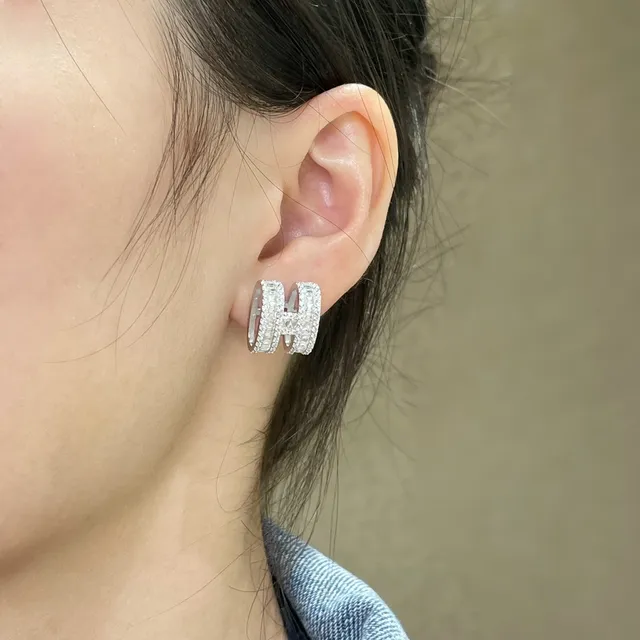 Hermès H Motif Baguette-Cut boucles d'oreilles en cristal 9