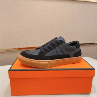 Hermès H-Sneaker কালো এবং গাম অরেঞ্জ লাইফস্টাইল স্নিকার্স