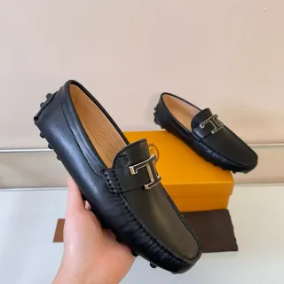 Hermès Oran 黑色皮革 H-Buckle 乐福鞋