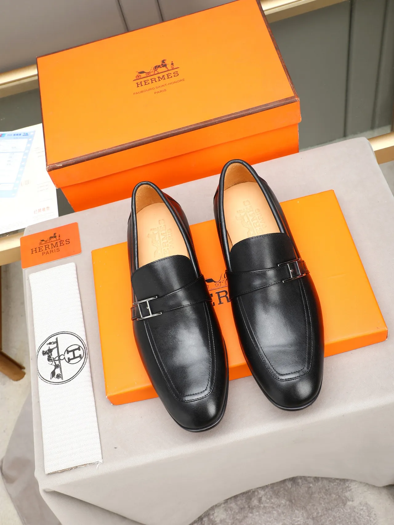 Hermès Oran Black Leather Single-Buckle Loafer 3