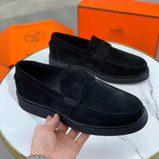 Hermès Oran 黑色麂皮乐福鞋