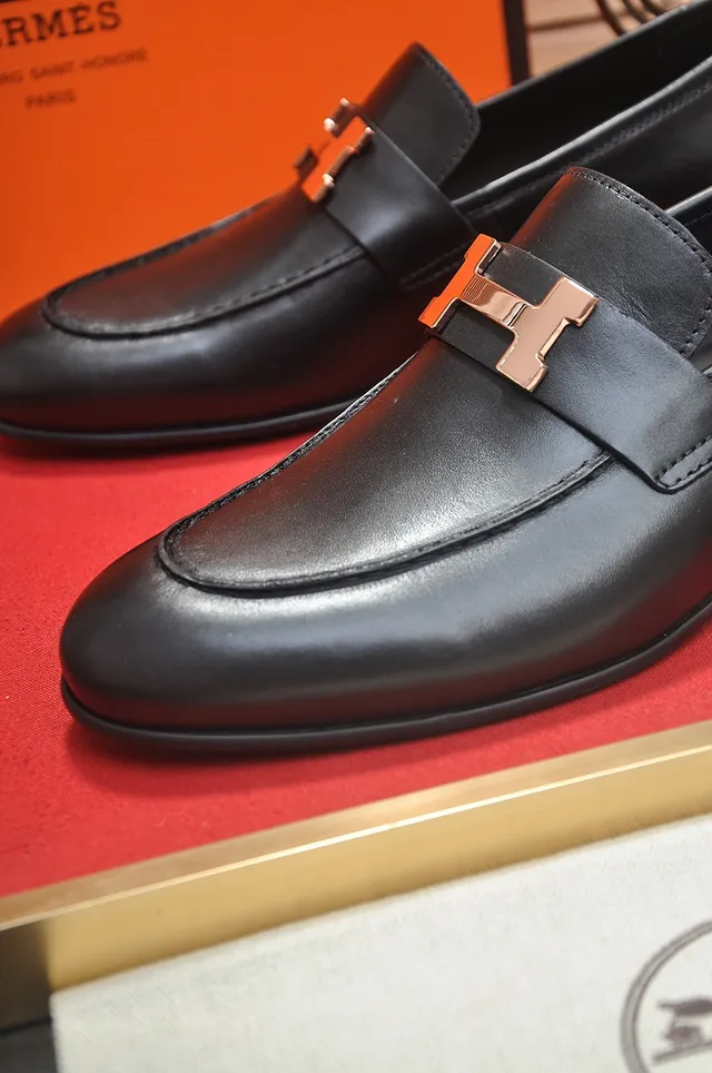Hermès Oran Loafer Black Leather H-Buckle Loafers 2