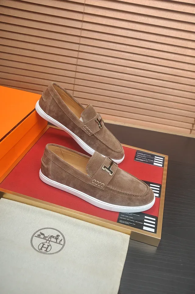 Hermès Oran Loafer Brown Suede White Sole Loafers 4