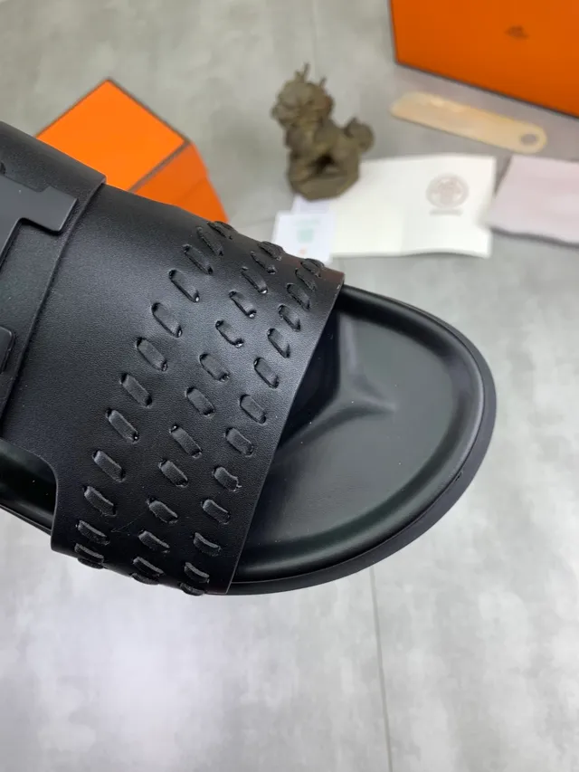 Hermès Oran Slide Perforated Strap Slippers 5