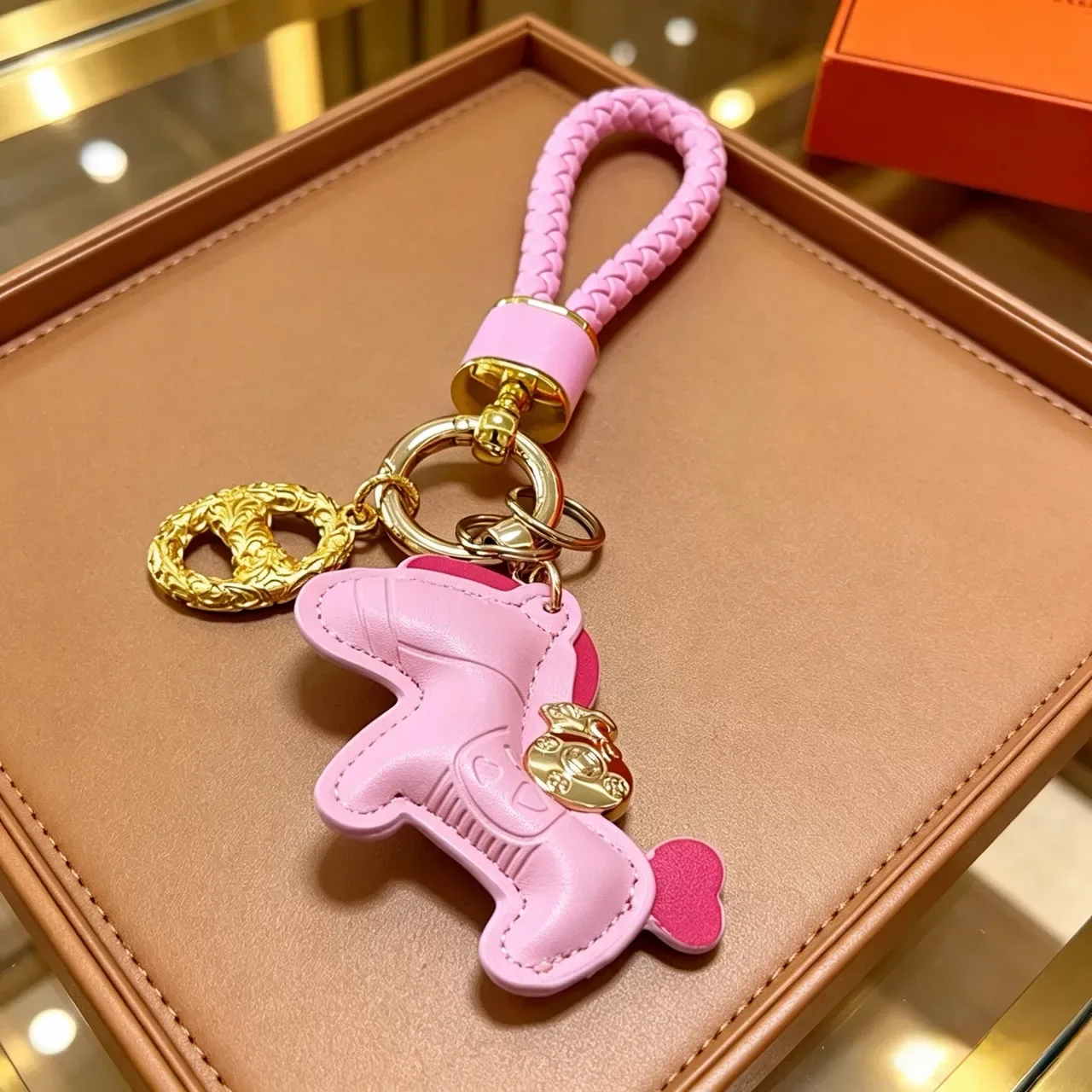 Hermès Pink Gold Leather Horse Charm Braided Strap Handbag 3