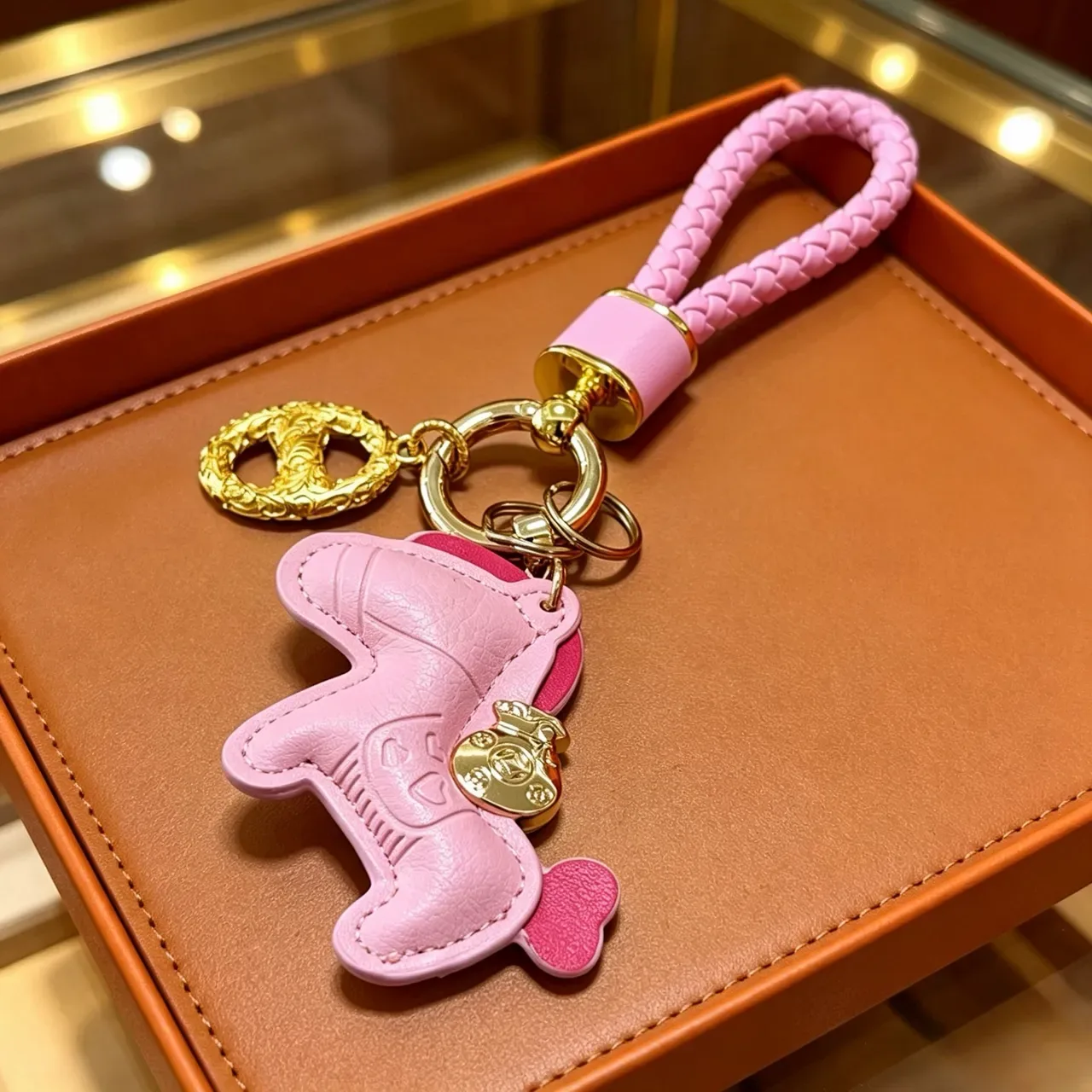 Hermès Pink Gold Leather Horse Charm Braided Strap Handbag 6