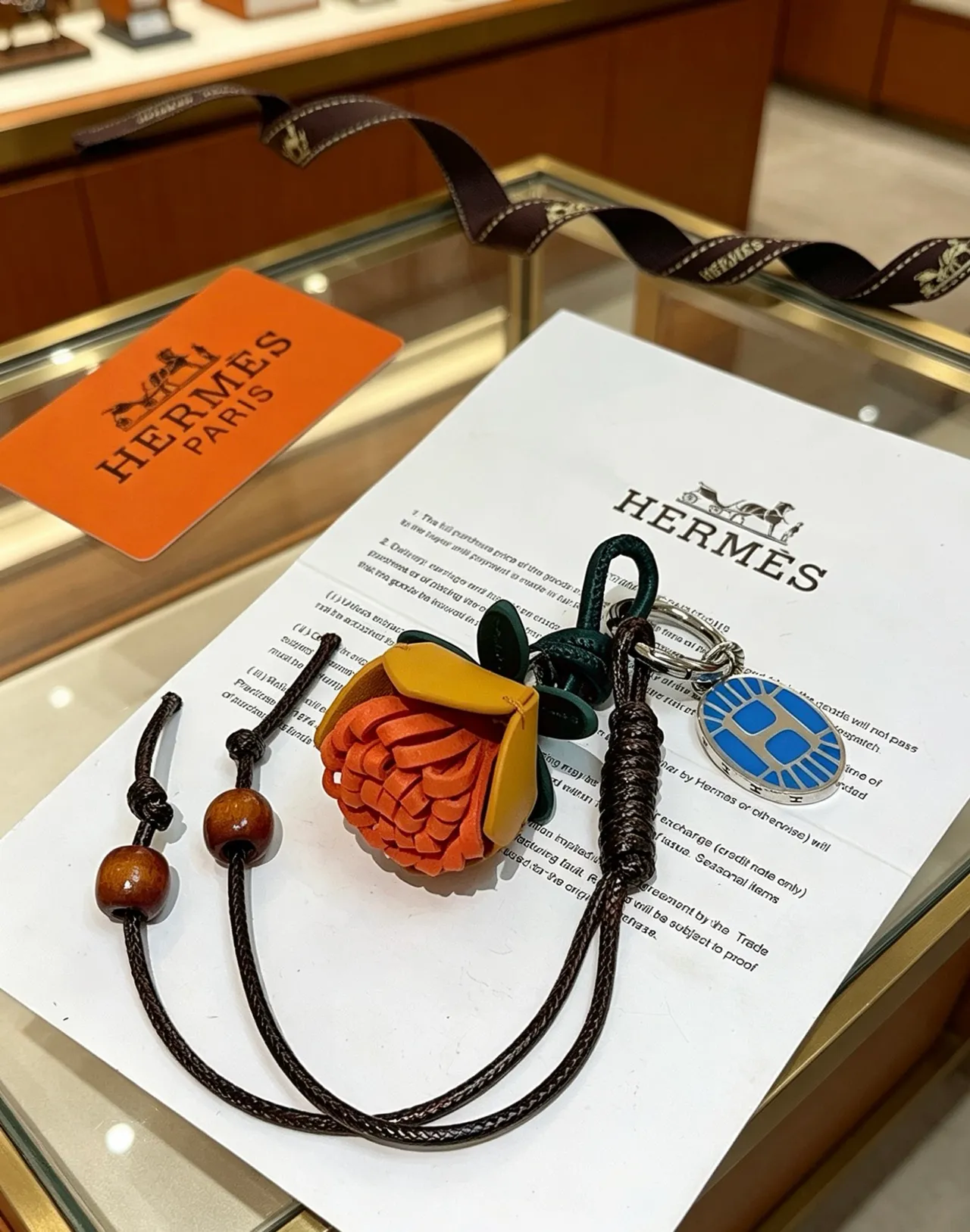 Hermès Rodeo Charm Orange Noir Cuir Tissé Fleur Poche à ouverture supérieure Sac à main 5