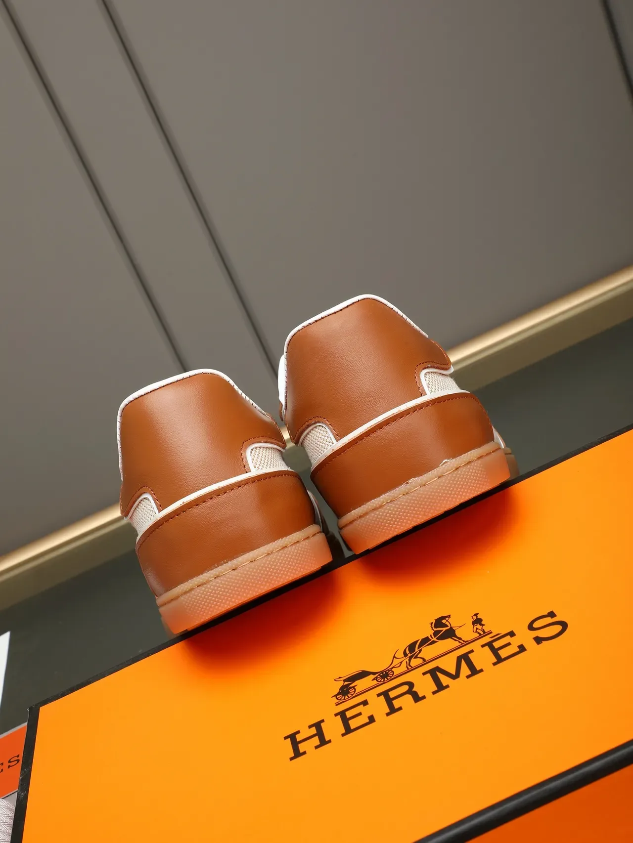 Hermès Two-Tone Leather and Mesh Sneaker 3