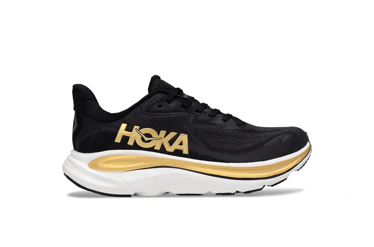 Hoka Black Gold Engineered Knit Upper Sculpted White Midsole Running Shoes 2