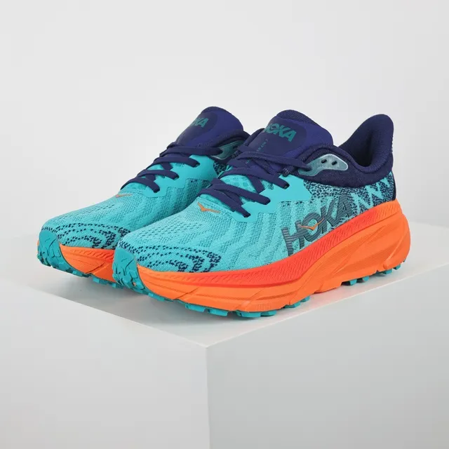Hoka Blue Orange Engineered Knit Upper Flared Midsole Running Shoes 2